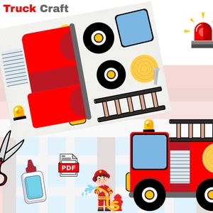 Fire Truck Craft Template | Printable Fire Engine | Cut and Paste | Digital Download