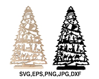 Weihnachtsbaum Svg Bundle, Weihnachten Schmuck, Laser Cut Krippe & Ständer, Weihnachtsdeko, Glowforge, Laser Cut Plan, Cricut, Silhouette, dxf, svg
