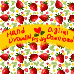 Cute Strawberries Seamless Pattern Valentine,Digital Watercolor Simple,Cute Digital Papers Vinyl Fabric Surface Coquette File for Commercial