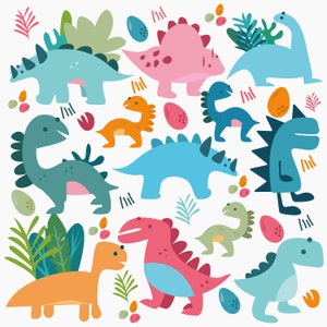 Dinosaur SVG | Dinosaur Clipart | Dino Clipart | t rex Clip Art | Triceratops Clipart | Stegosaurus Clipart - EPS & AI Files Included
