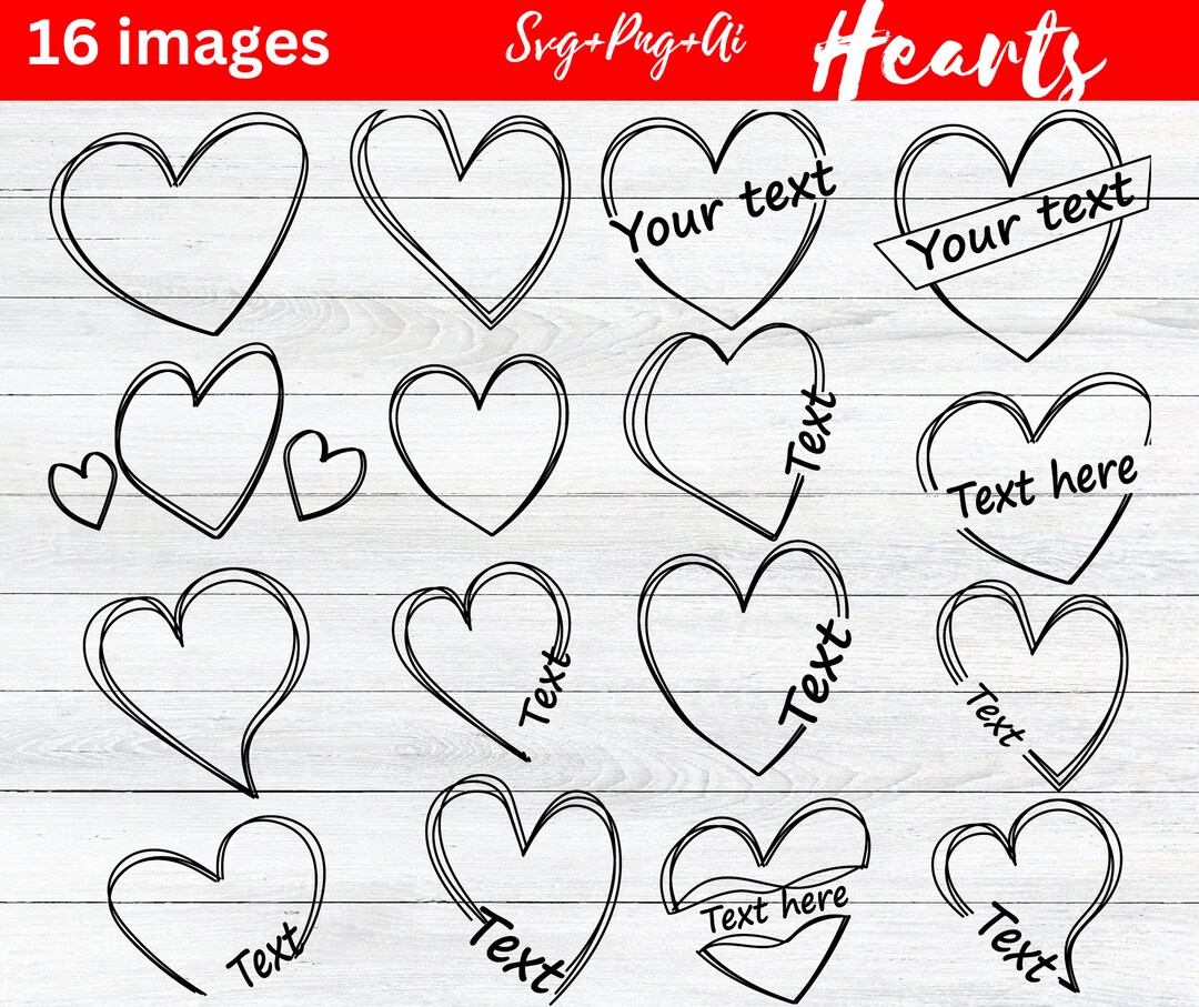 Doodle Heart Bundle Svg,heart SVG Bundle, Sketch, Hand Drawn Svg ...