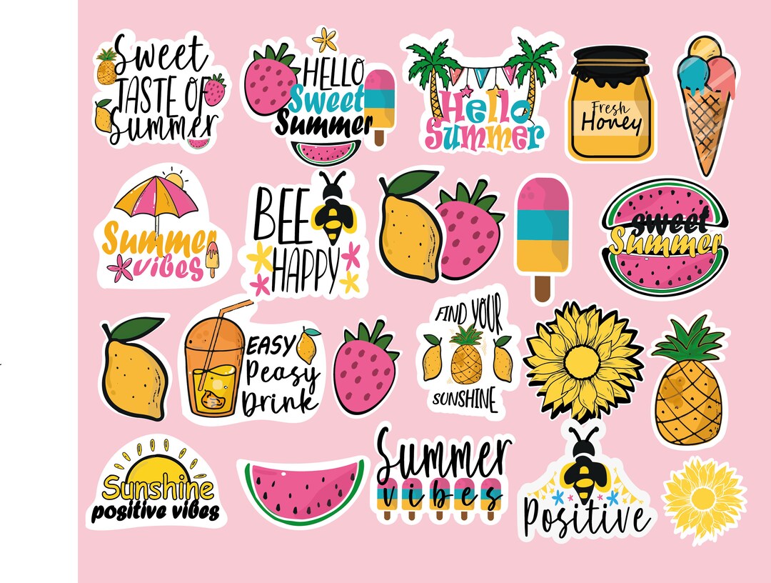 Summer Stickers SVG Bundle | Aesthetic Sticker| Beach Stickers Bundle ...