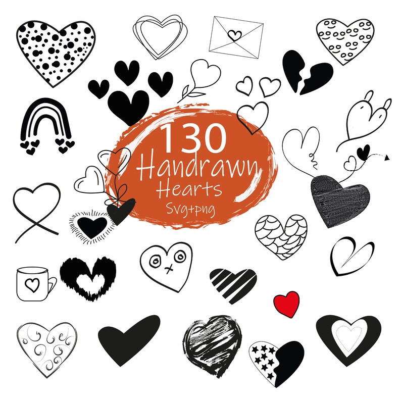 Heart SVG Bundle 130 Hearts Clipart Valentine's Day Svg - Etsy