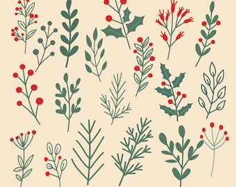 Weihnachtslorbeere svg, Weihnachtszweige svg png, Weihnachtsblatt, Weihnachtshistletoe Holly svg Bundle, Weihnachtsgrün svg png