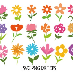 Flower With Steam Svg Bundle, Cute Flower Svg, Gardening Flower Icon ...