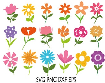 Blume mit Dampf svg Bundle, süße Blume svg, Gartenarbeit Blume Symbol svg, flache Blumen Clipart Vektor, Schablone geschnitten Datei Silhouette cricut