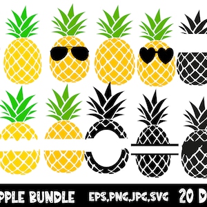 Pineapple SVG,Pineapple Bundle Svg Files,Pineapple Clip Art,Pineapple Monogram,Split Frame Monograms,Tropical Fruit Cricut Design,Silhouette