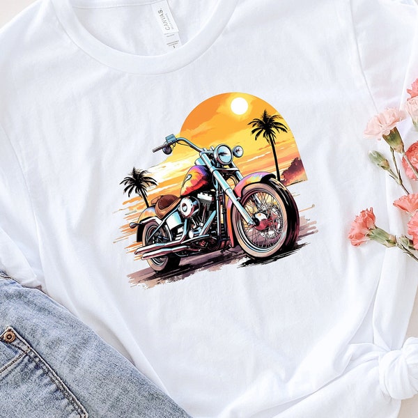 Retro Ride Sunset T-Shirt, Vintage Motorcycle Shirt, Classic Motorcycle Tee, Father Day, Bike Gift Idea For Him, Biker Sunset Dream Tee