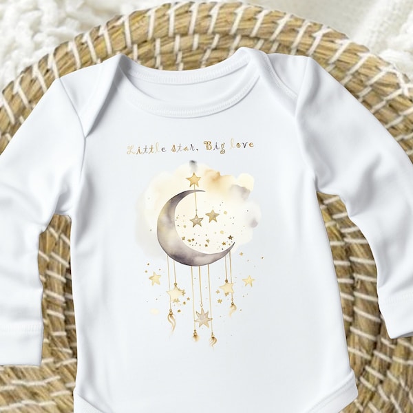 Celestial Moon and Stars Bodysuit, Dreamy Nursery Theme, Soft Neutral Colors, Unisex Baby Clothing, Newborn Gift Idea, Cute Baby Shower Gift
