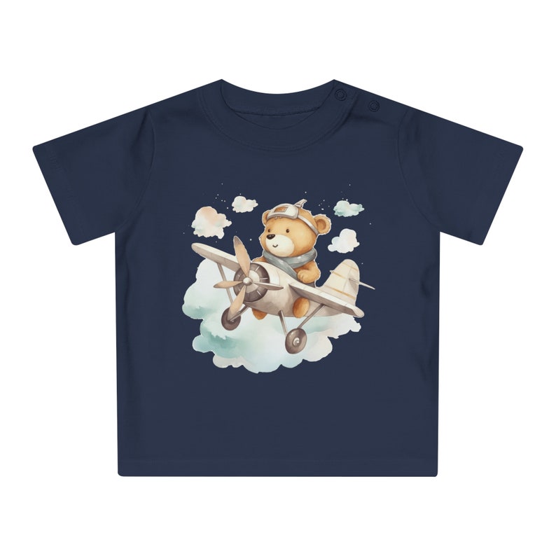 Cute Aviator Teddy Bear T-Shirt, Pilot Bear Graphic Tee, Kids Unisex Airplane Shirt, Soft Cotton Shirt, Baby Flying Adventure Birthday Gift image 5