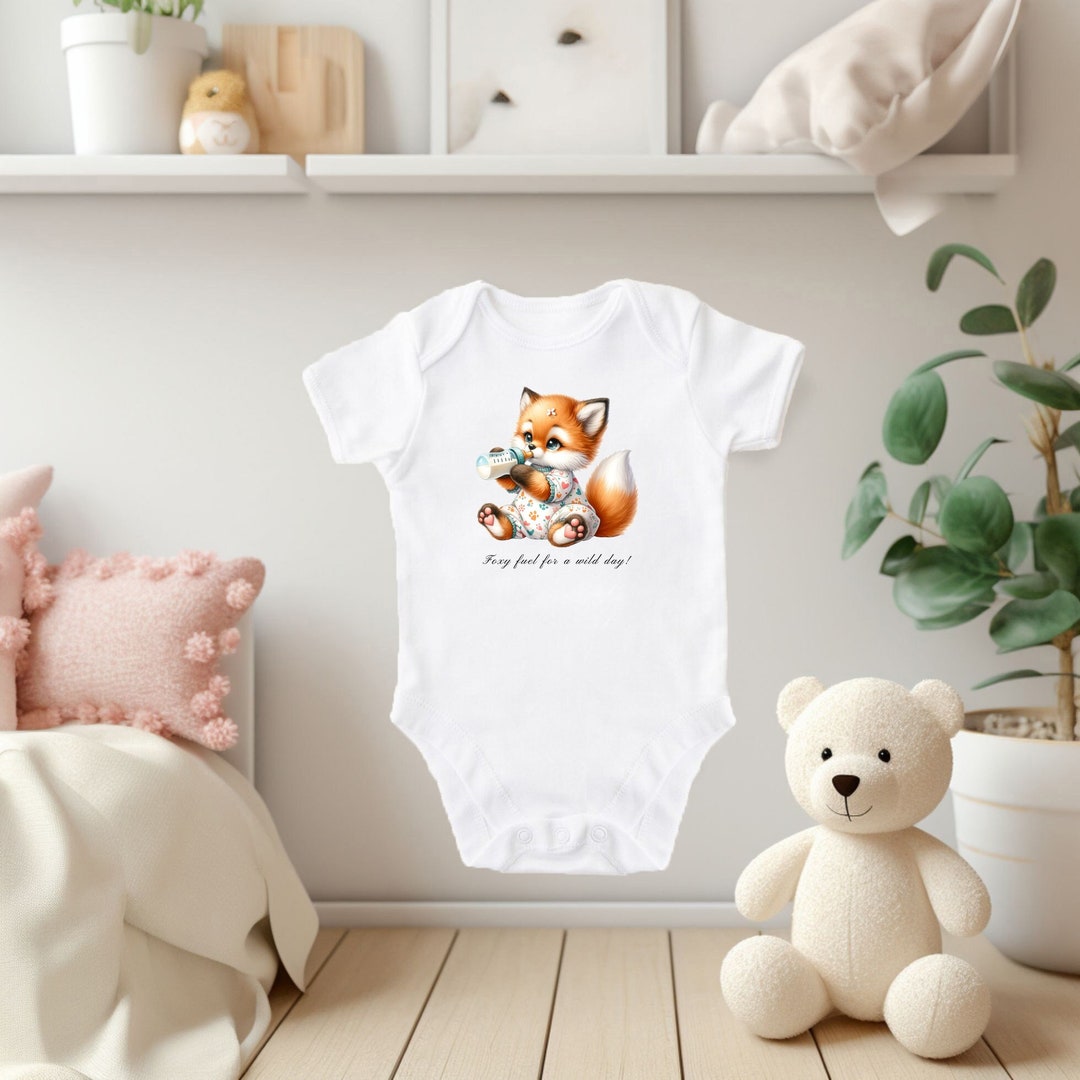 Cute Fox Bodysuit for Babies, Unisex Animal Print Romper, Comfy Infant ...