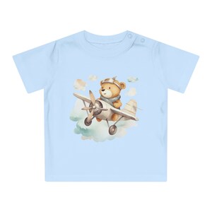 Cute Aviator Teddy Bear T-Shirt, Pilot Bear Graphic Tee, Kids Unisex Airplane Shirt, Soft Cotton Shirt, Baby Flying Adventure Birthday Gift image 3