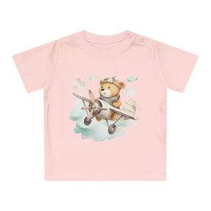 Cute Aviator Teddy Bear T-Shirt, Pilot Bear Graphic Tee, Kids Unisex Airplane Shirt, Soft Cotton Shirt, Baby Flying Adventure Birthday Gift image 6