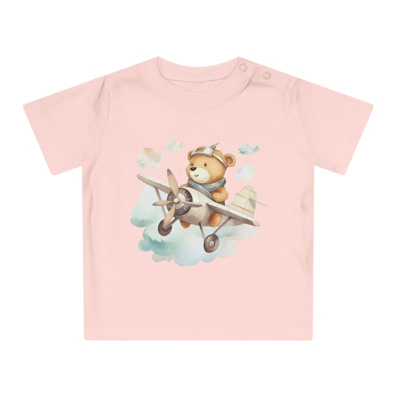 Cute Aviator Teddy Bear T-Shirt, Pilot Bear Graphic Tee, Kids Unisex Airplane Shirt, Soft Cotton Shirt, Baby Flying Adventure Birthday Gift image 6
