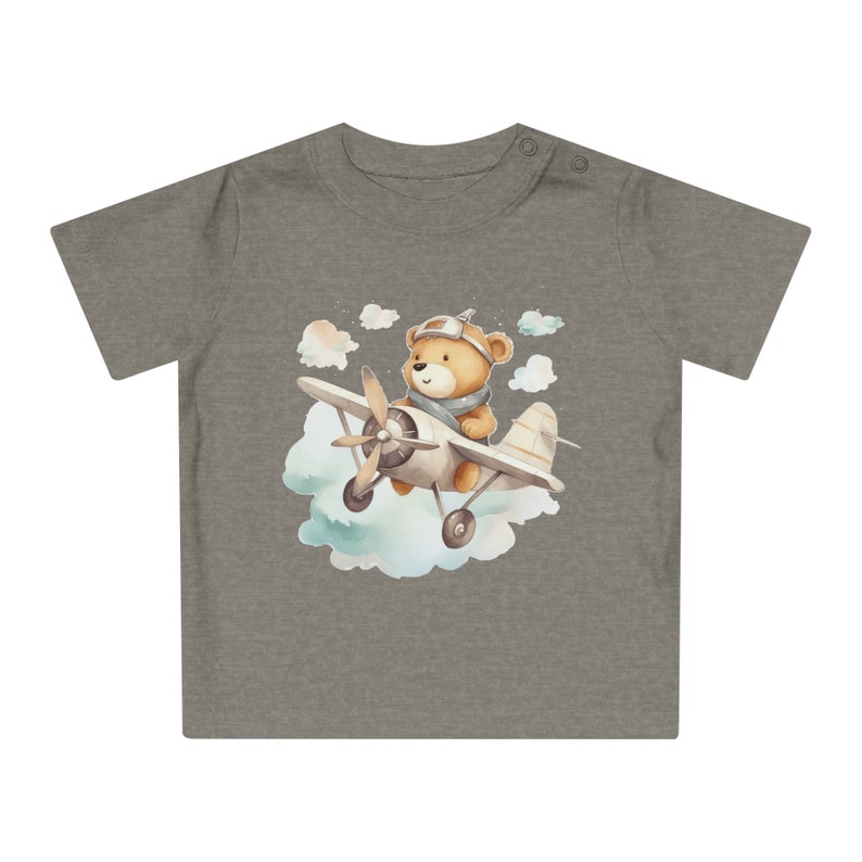 Cute Aviator Teddy Bear T-Shirt, Pilot Bear Graphic Tee, Kids Unisex Airplane Shirt, Soft Cotton Shirt, Baby Flying Adventure Birthday Gift image 4