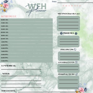 Daily Planner, Planner, Digital Planner, Minimalist Planner, WFH planner, Daily Planner Printable, Instant download, Daily schedule Planner