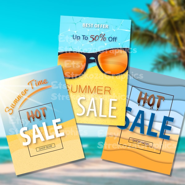 EPS and JPG. Set of three Summer Sale banners.