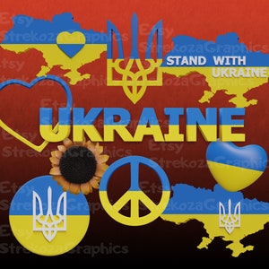 Transparentes PNG. Satz von Ukraine-Symbolen.