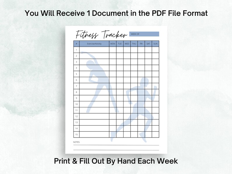 Printable Fitness Tracker - Etsy
