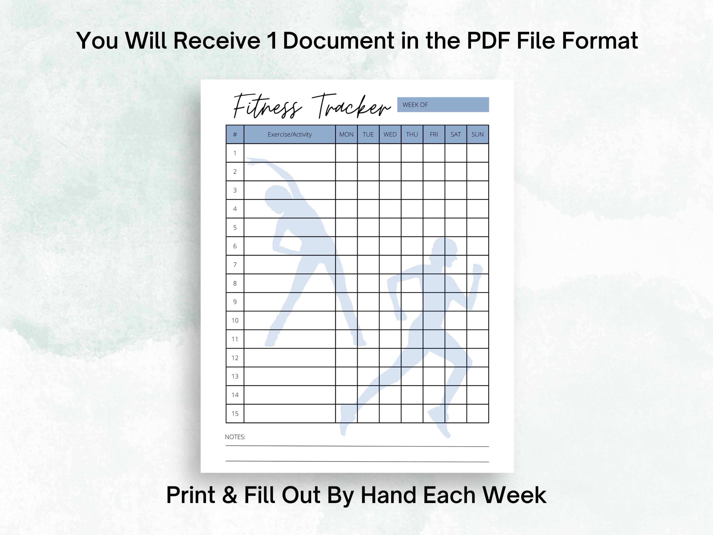 Printable Fitness Tracker - Etsy