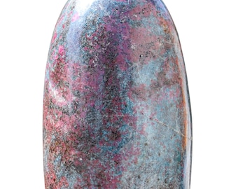 Lingam espiritual de rubí rosa de 355 mm con apatita azul: decoración con cristales curativos