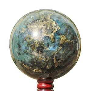 Joyful Gemstone Green Flashy Labradorite Stone Sphere Ball Spirit Metaphysical Home Decoration Throat Chakra 225mm/ 8.8&quot;
