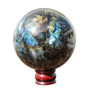 Joyful Gemstone Green Flashy Labradorite Stone Sphere Ball Spirit Metaphysical Home Decoration Throat Chakra 150mm/ 6&quot;