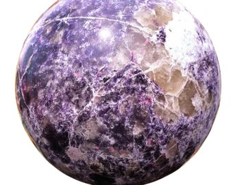 265MM Purple Lepidolite Sphere: Chakra Balancing Crystal Home Decor