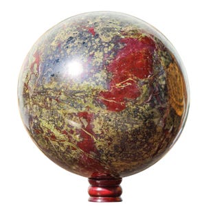 Heart Chakra Red Dragon Blood Stone Sphere Ball Physical Life Force Energy Spiritual Home Decor Unique Gift Meditation 260mm/10.2&quot;