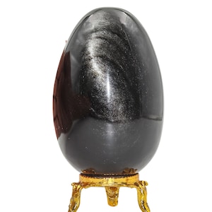75 mm Ei aus schwarzem Obsidian: Chakra Ausgleichendes Meditations Dekor