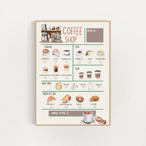 Cardápio da cafeteria Kids Play | Imprimível para brincadeira de faz de conta | Cardápio e impressão de pedidos para brincadeira de faz de conta | Cardápio para impressão para brincadeiras imaginativas