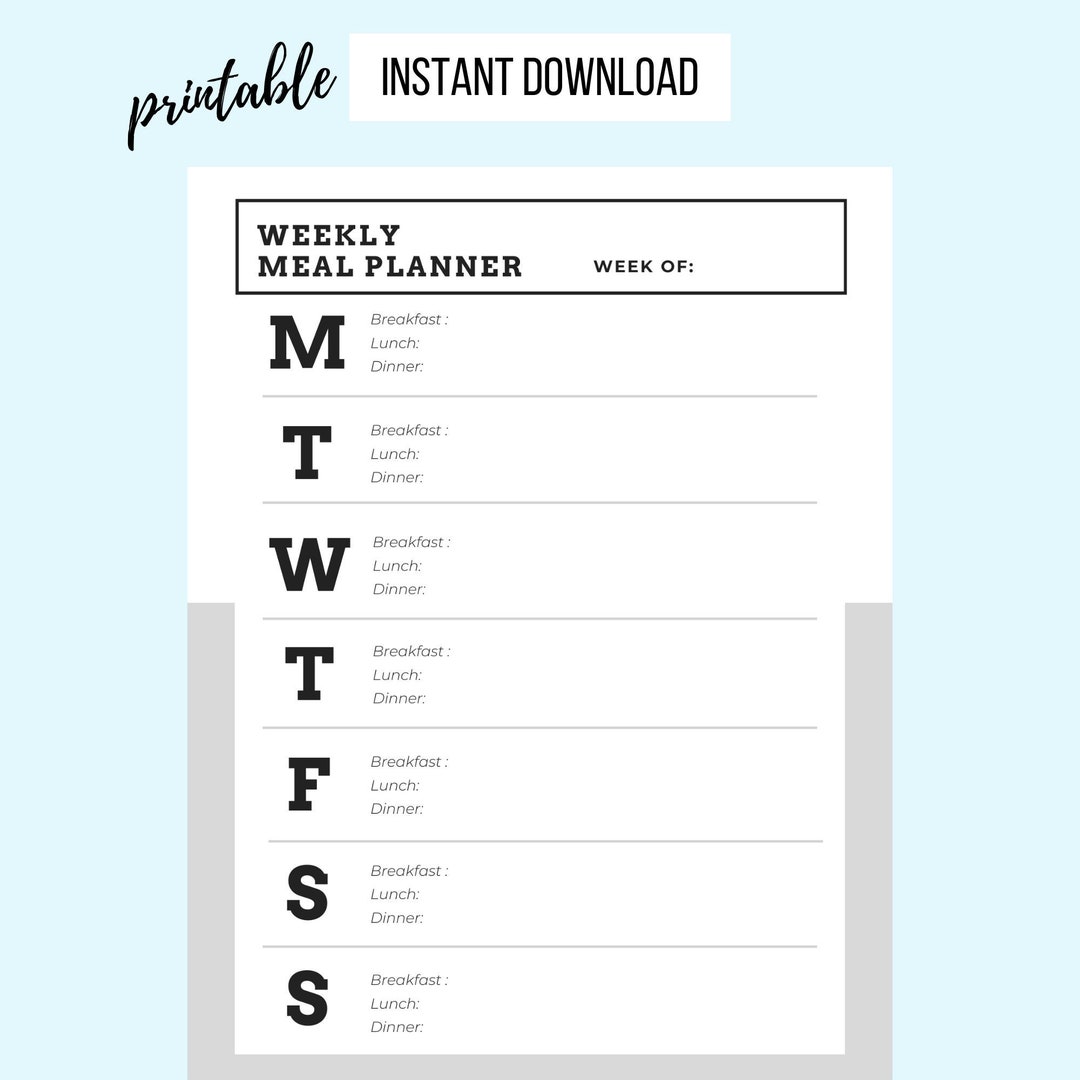 Weekly Meal Planner Printable - Etsy