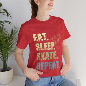Eat Sleep Skate Repeat T-Shirt | Skating | Funny Hockey | Hockey Player Gift | Skate Gift | Men and Women T-Shirt