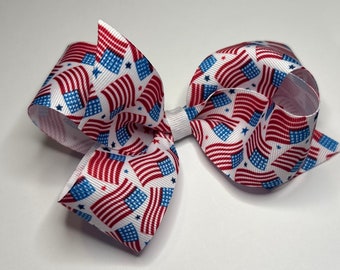 USA American Flag 6” Boutique Hair Bow
