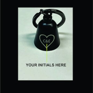 Biker bell custom heart engraving with your initials , gremlin bell, motorcycle