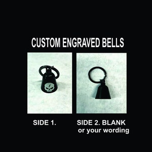 biker bells gremlin bells custom skull engraving