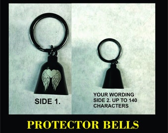 Custom Engraved Biker Bell: Angel Heart Wings Design