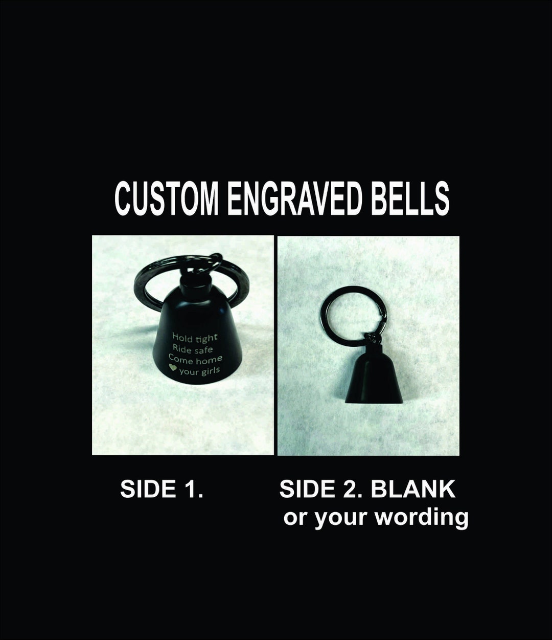 Custom Biker Bells Engraved With Your Wording, Gremlin Bells Etsy