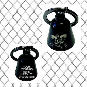 biker bell, ride bell, gremlin bell kissing skulls custom engraving