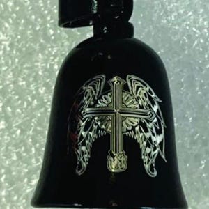 Biker Bell Motorcycle Bell Angel Cross Engraving image 2
