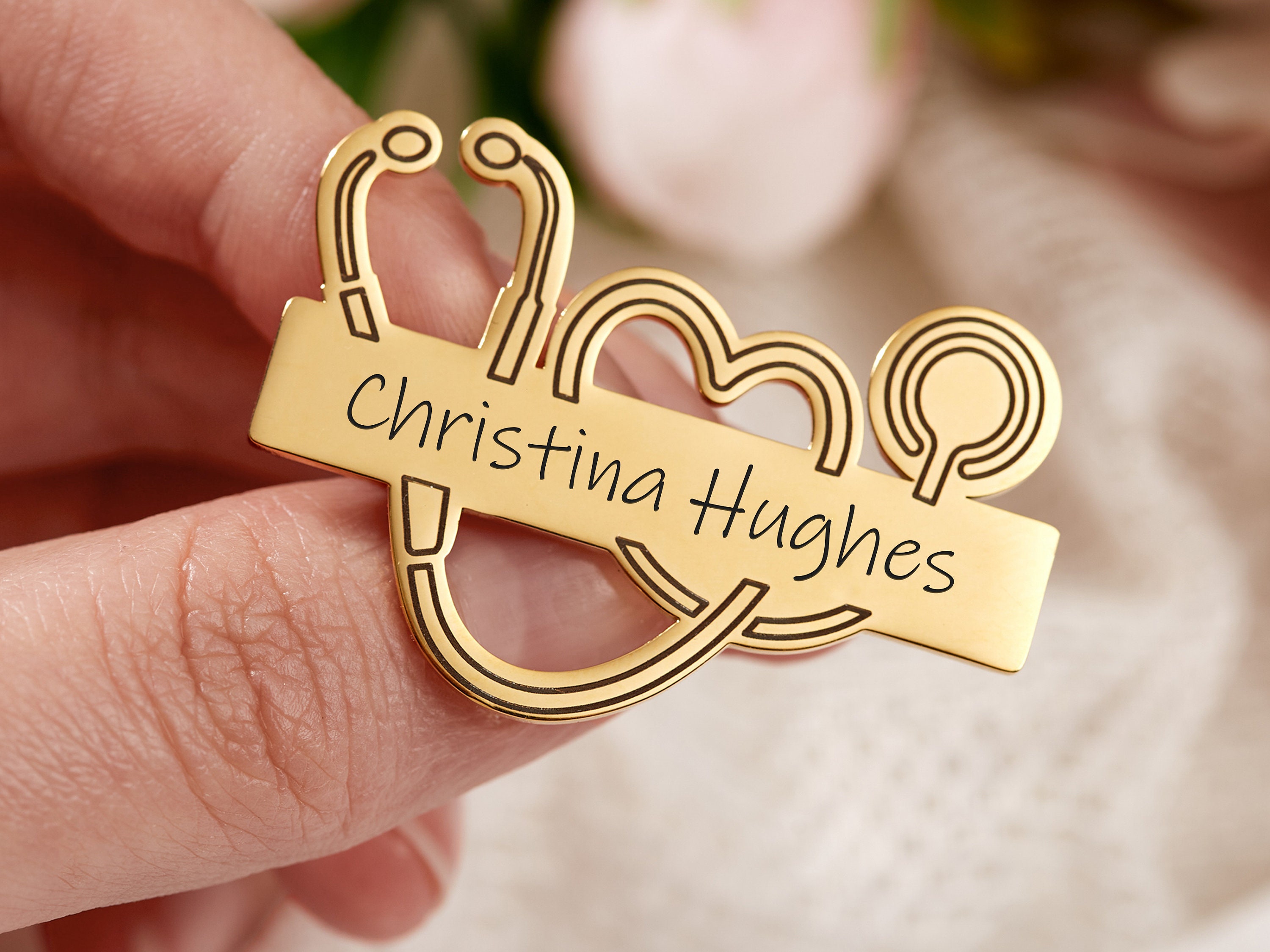 Personalized Medical School Graduation Pin, Custom Name Stethoscope Pin, Medical Student Name Gift, Nurse Doctor Gift, Rn Name Pin, Nurse Brooch