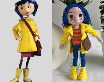 Custom Coraline Doll - Handmade Coraline Doll, Coraline Crochet Doll, Handmade Doll, Coraline Inspired Plush Doll, Rag Doll, Action Figures