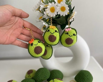 Handgemaakte avocado sleutelhanger - schattige sleutelhanger, avocado pluche sleutelhanger, kleine cado avocado, handgemaakt cadeau