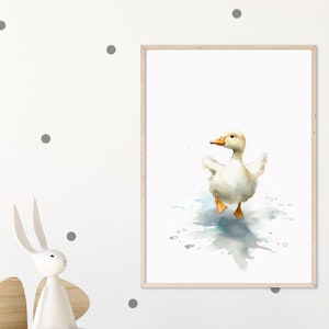 Baby Goose Printable  Nursery Wall Art – Watercolor Digital Art for Nursery Wall Decor, Kids Room Decor and Playroom – Instant Download