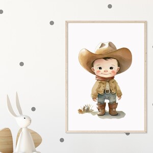 Little Cowboy Printable Wall Art – Watercolor Digital Art for Nursery Wall Decor, Kids Room Decor and Playroom – Instant Download