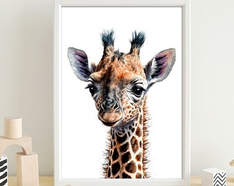 Adorable Baby Giraffe – Printable Wall Art for Nursery / Kids' Bedroom – Watercolor – Gender Neutral