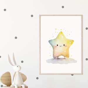 Adorable Little Star – Printable Space-Themed Wall Art for Nursery, Kids&#39; Bedroom and Playroom – Watercolor – Neutral colors