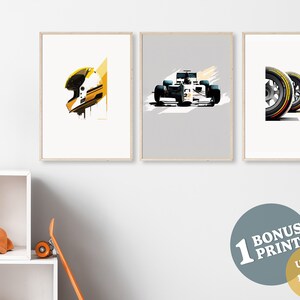 Chasing the Podium Set – Racing Car, Pilot Helmet and Tires + BONUS – Printable Wall Art Set for Kids Room and Playroom