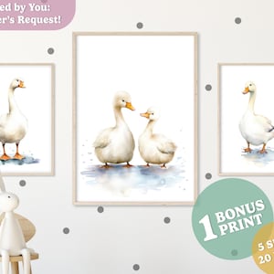 Goose Siblings & Family, Set of 3 Printable Wall Art, Digital Art for Nursery Wall Decor, Kids Room Decor and Playroom – Instant Download