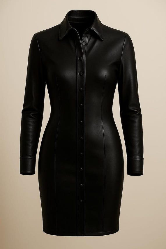long sleeve leather bodycon dress Black Shirt – Mini Clubwear bodycon leather dress